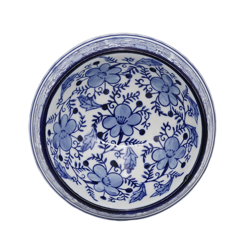 Hand-Painted Blue and White Ceramic Pet Bowl
