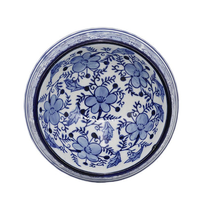Hand-Painted Blue and White Ceramic Pet Bowl