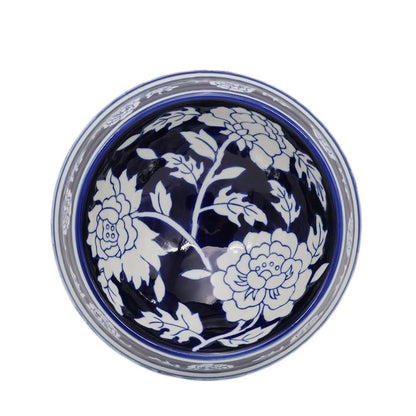 Hand-Painted Blue and White Ceramic Pet Bowl