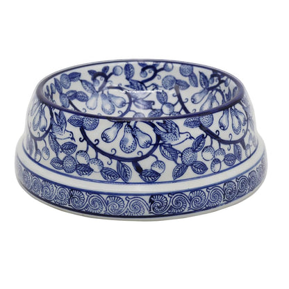 Hand-Painted Blue and White Ceramic Pet Bowl