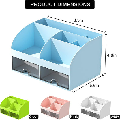 Blue Desk Organizer with 2 Drawers