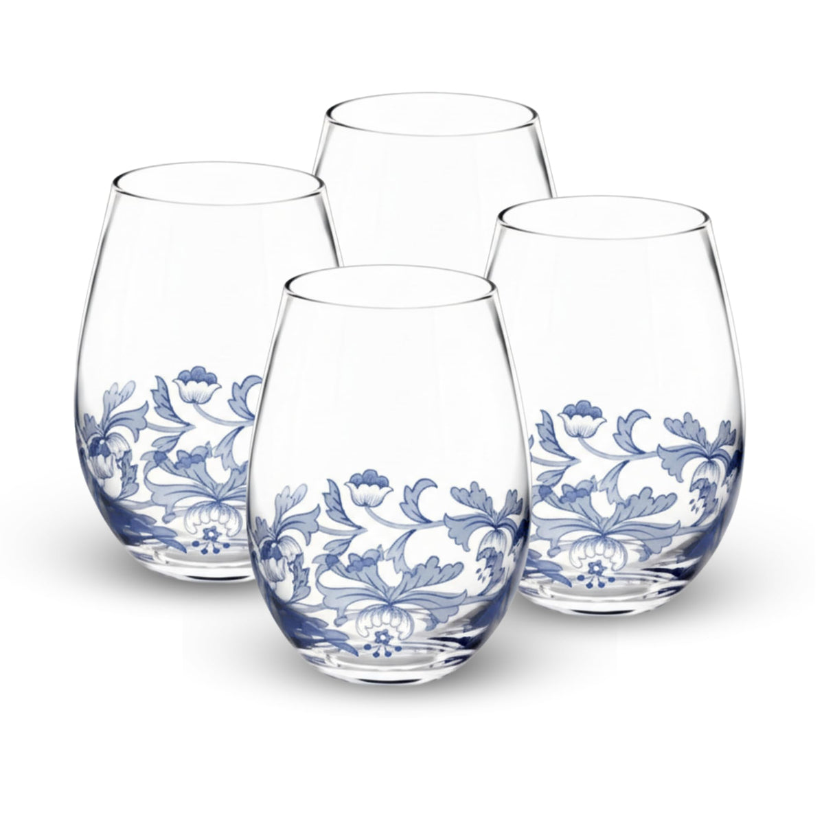 Spode Blue Italian Wine Glasses, Set of 4