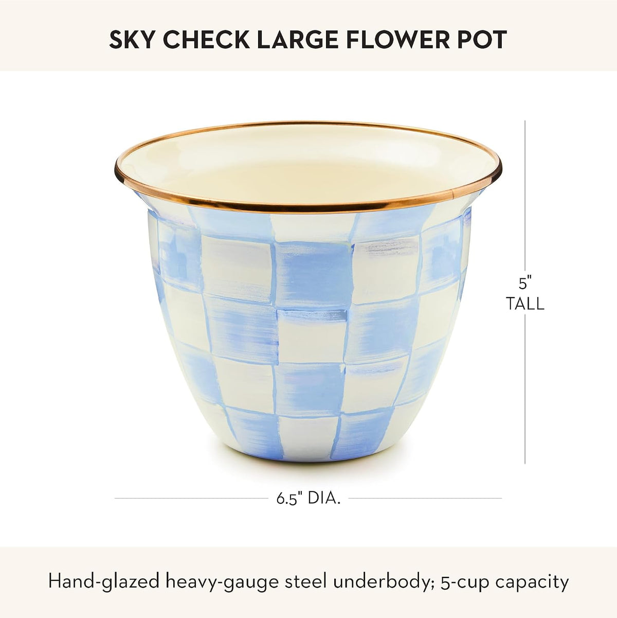 MacKenzie-Childs Sky Check Enamel Flowerpot, Large