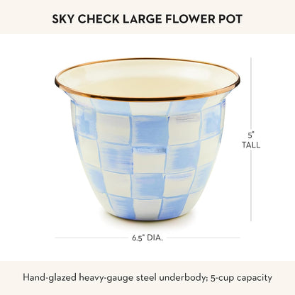 MacKenzie-Childs Sky Check Enamel Flowerpot, Large