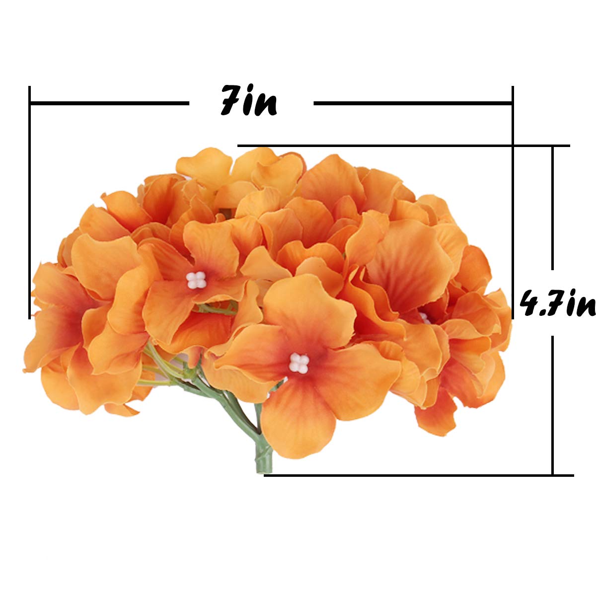 Silk Hydrangea Heads with Stems, Pack of 10