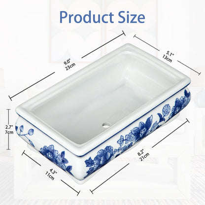 Blue and White Bonsai Pots, Set of 2
