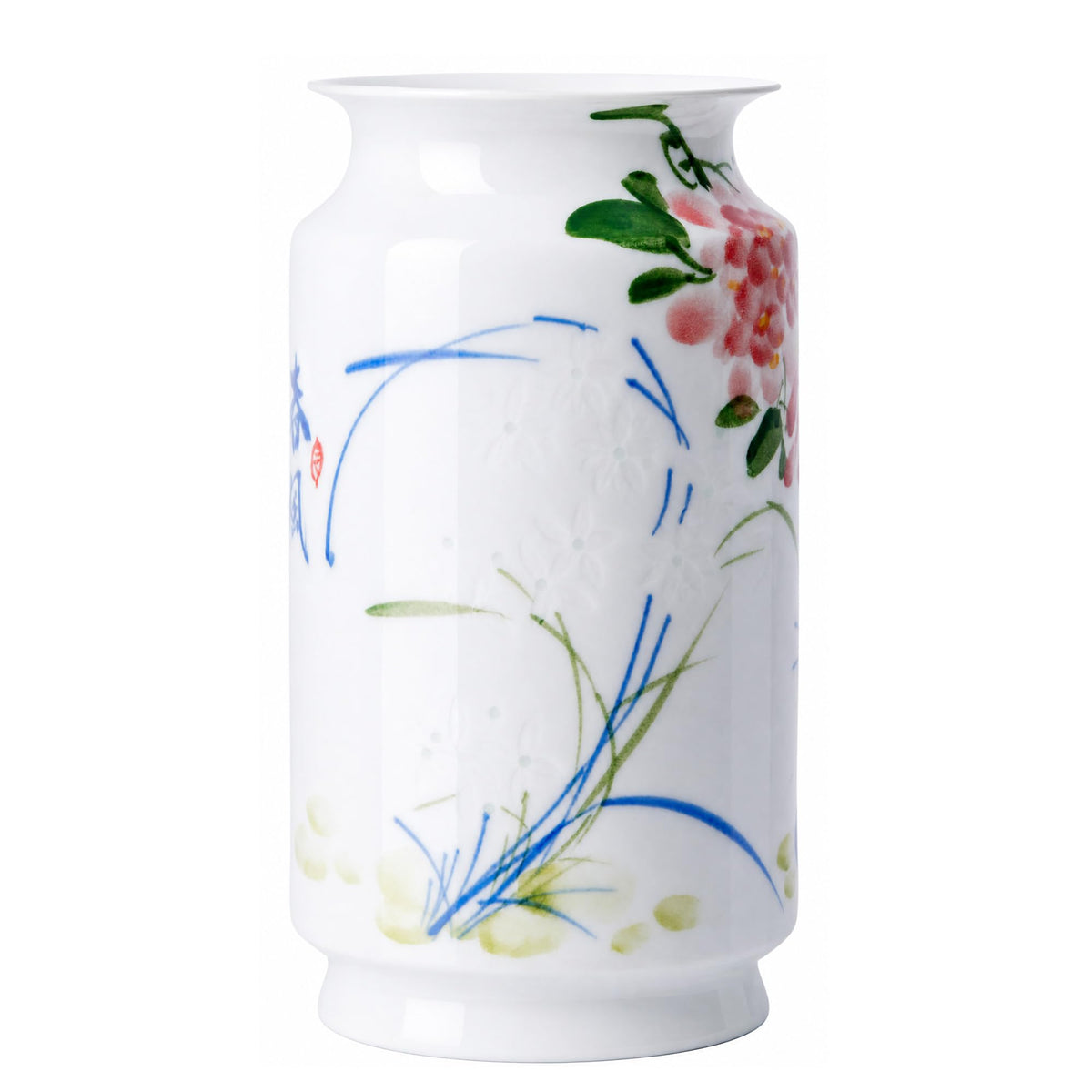 Blue and White Chinoiserie Vase, 8 or 9 Inch