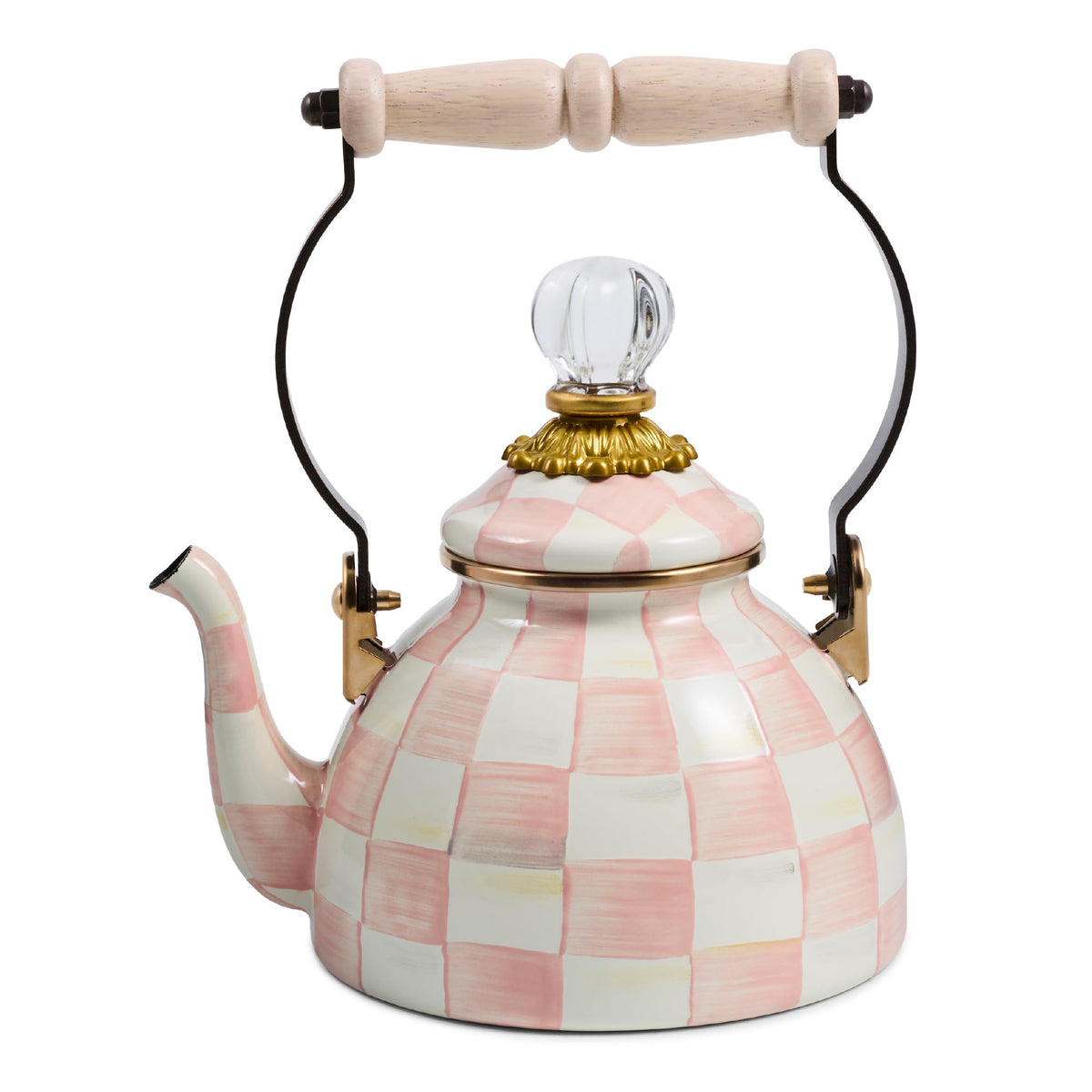 MacKenzie-Childs Enamel Tea Kettle, Royal Check