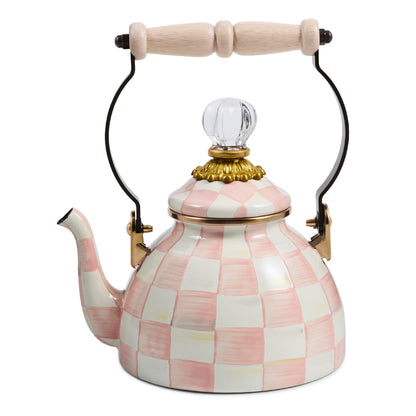 MacKenzie-Childs Enamel Tea Kettle, Royal Check