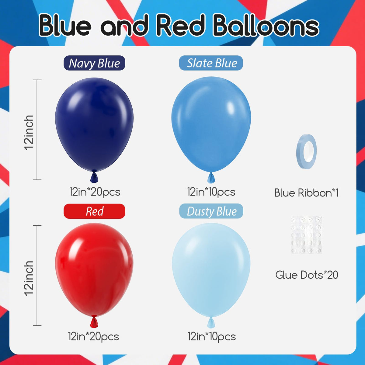 Blue and White Balloon Kit, 60 Pieces