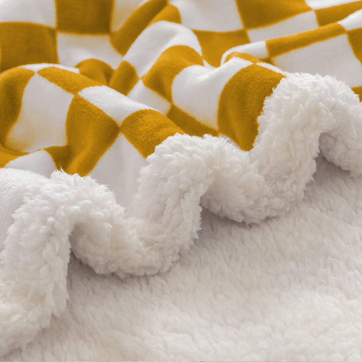 Navy Checkered Sherpa Throw Blanket