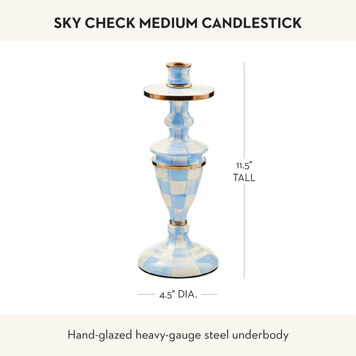MacKenzie-Childs Sky Check Pillar Candlestick