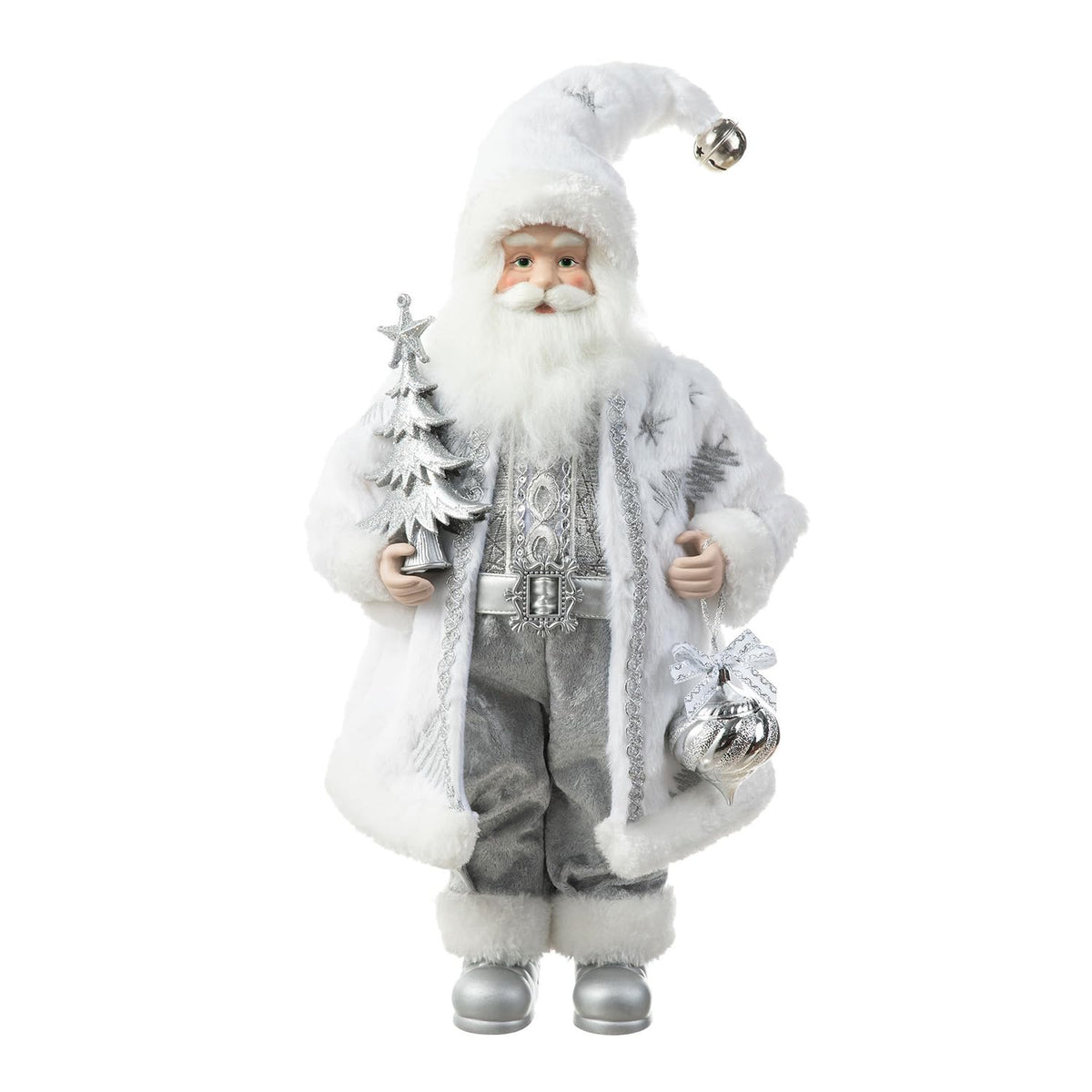 Blue Velvet Santa Figurine, 18 Inch