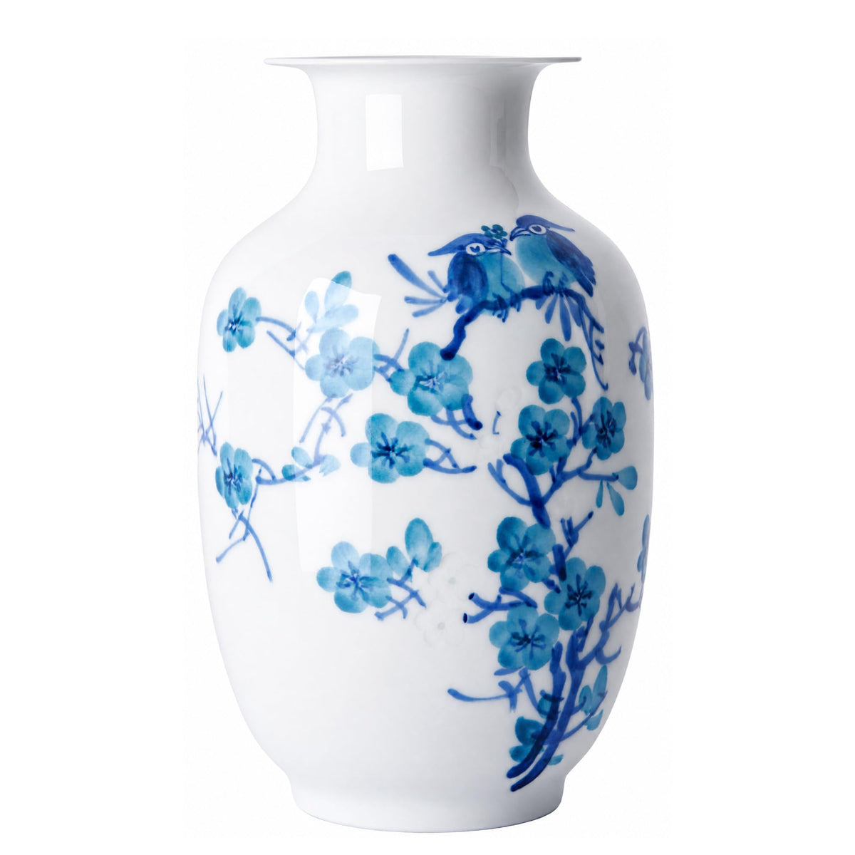 Blue and White Chinoiserie Vase, 8 or 9 Inch