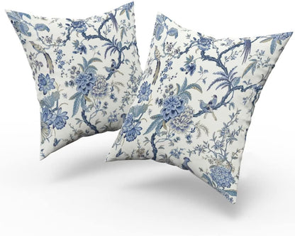 Blue and White Chinoiserie Pillow Covers, 18x18, Set of 2