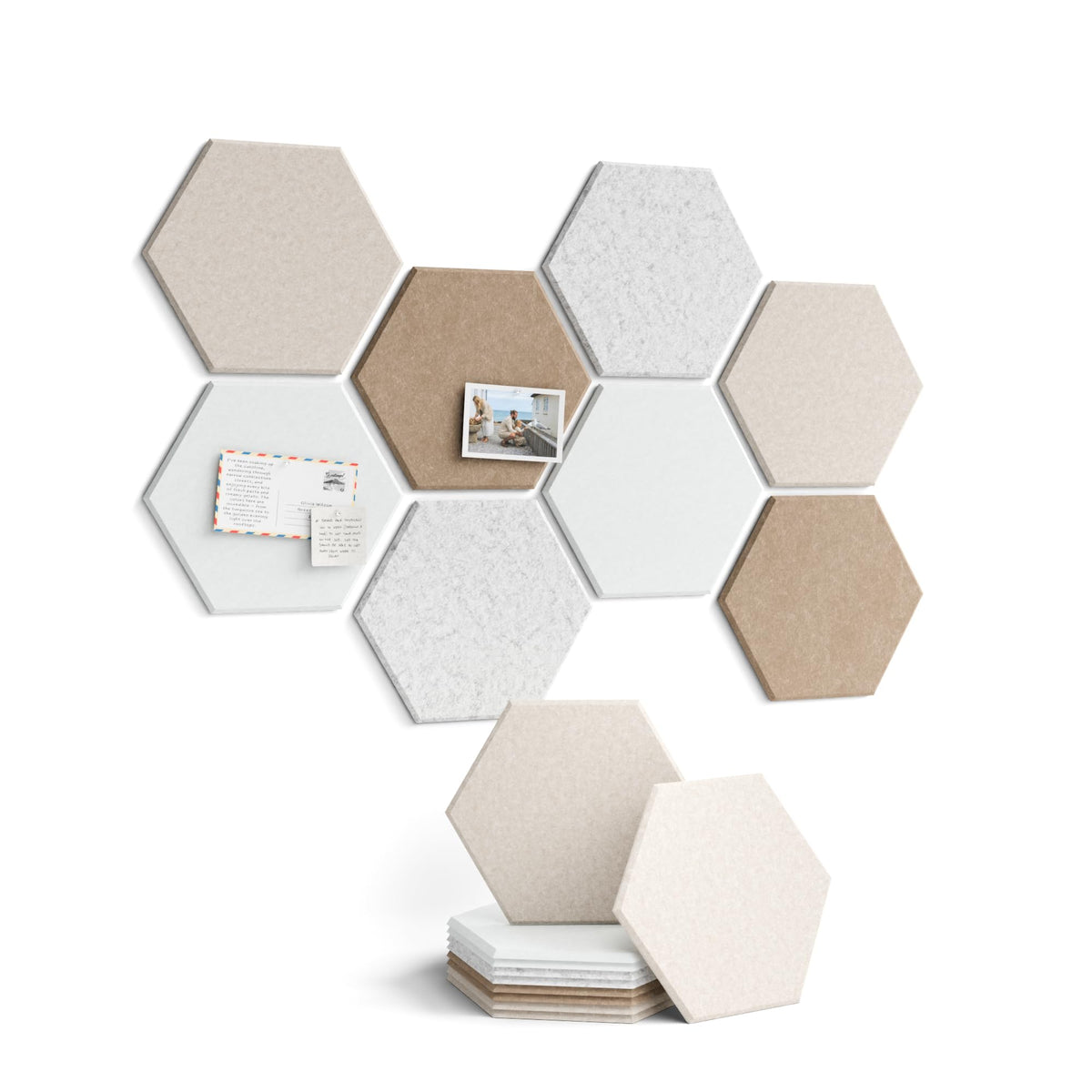 Blue Hexagon Felt Pin Board Tiles, 12 Pack