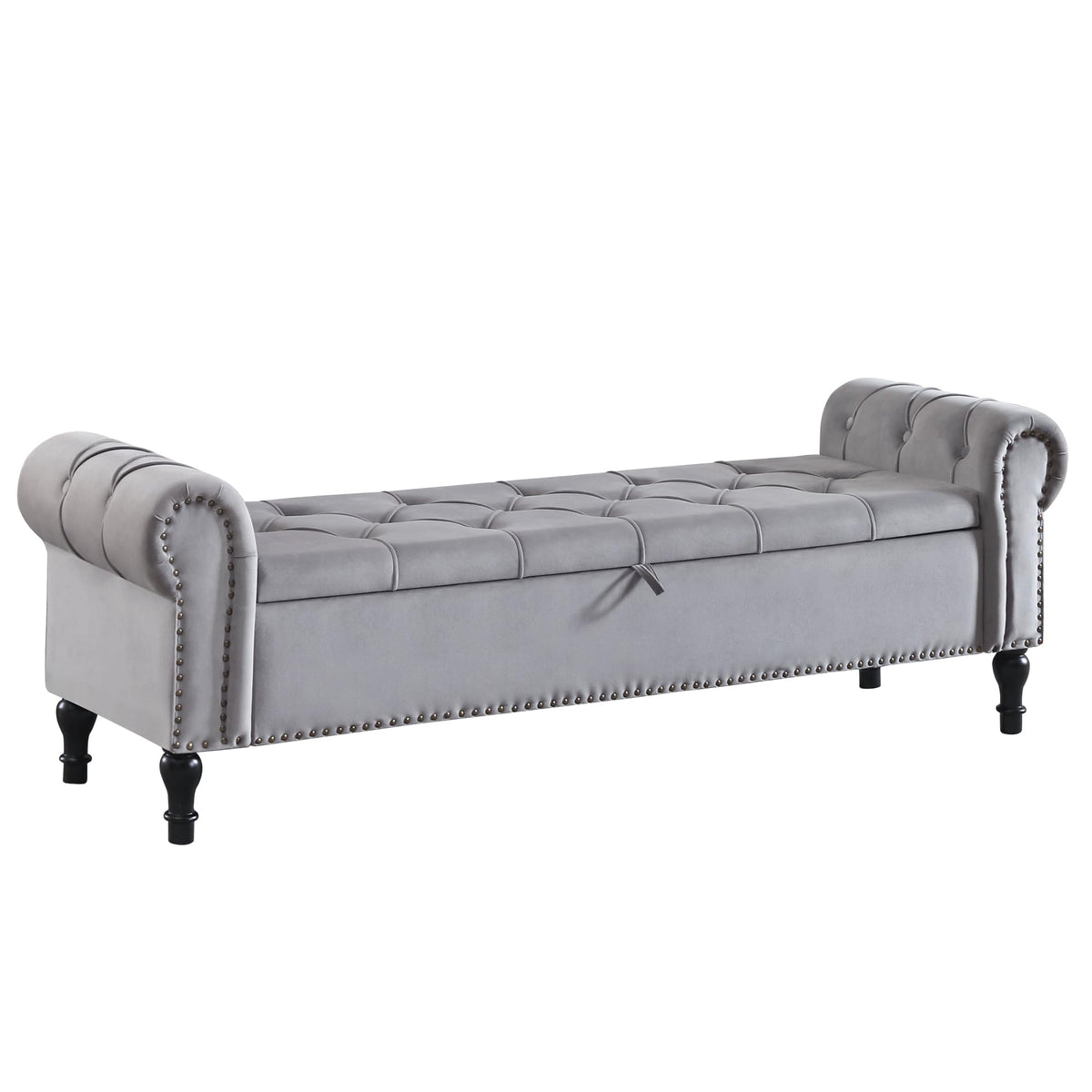 Navy Velvet Tufted Storage Bench