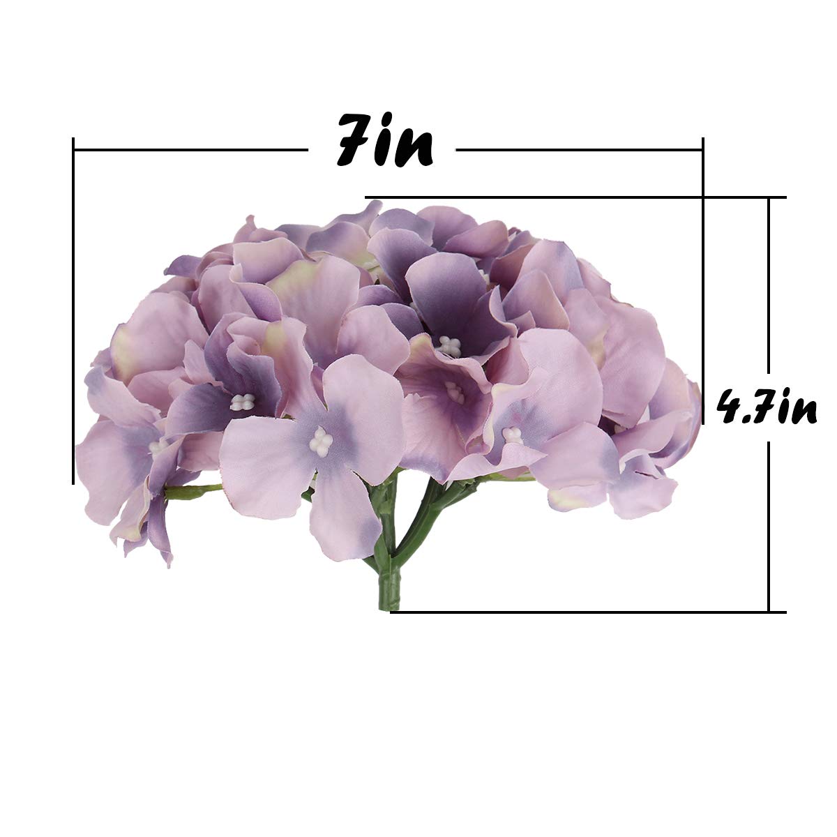 Silk Hydrangea Heads with Stems, Pack of 10