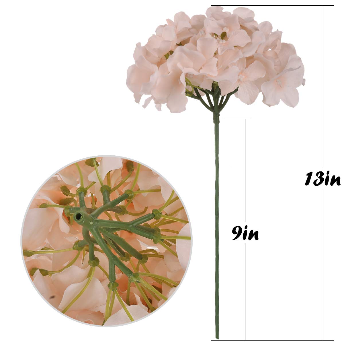 Silk Hydrangea Heads with Stems, Pack of 10