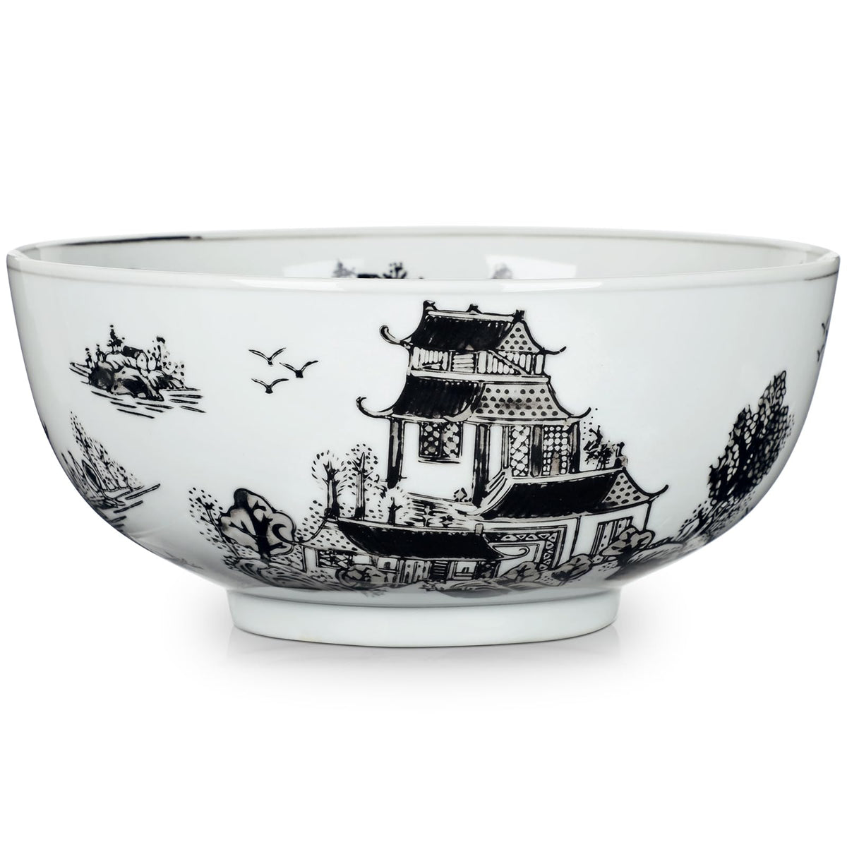 Blue and White Chinoiserie Bowl Planter, 9 Inch