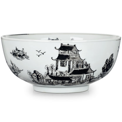 Blue and White Chinoiserie Bowl Planter, 9 Inch
