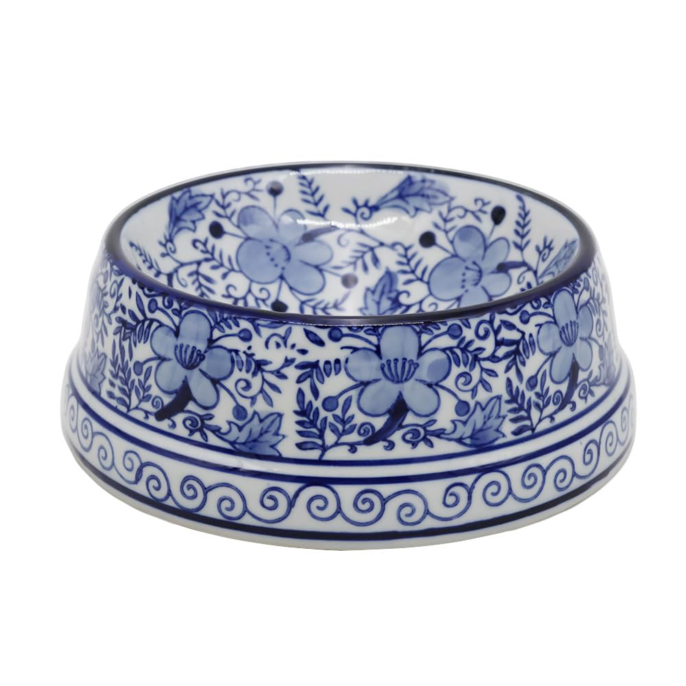 Hand-Painted Blue and White Ceramic Pet Bowl