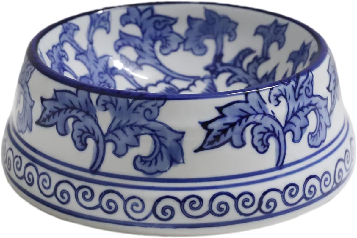 Hand-Painted Blue and White Ceramic Pet Bowl