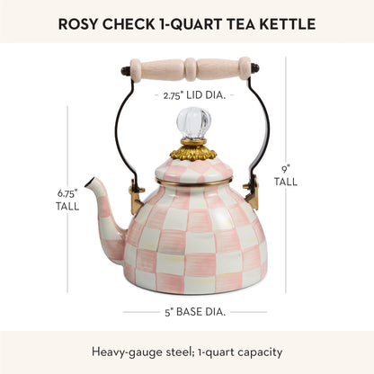 MacKenzie-Childs Enamel Tea Kettle, Royal Check