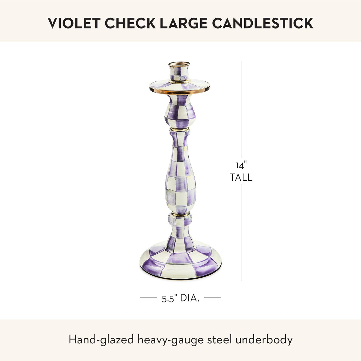 MacKenzie-Childs Sky Check Pillar Candlestick