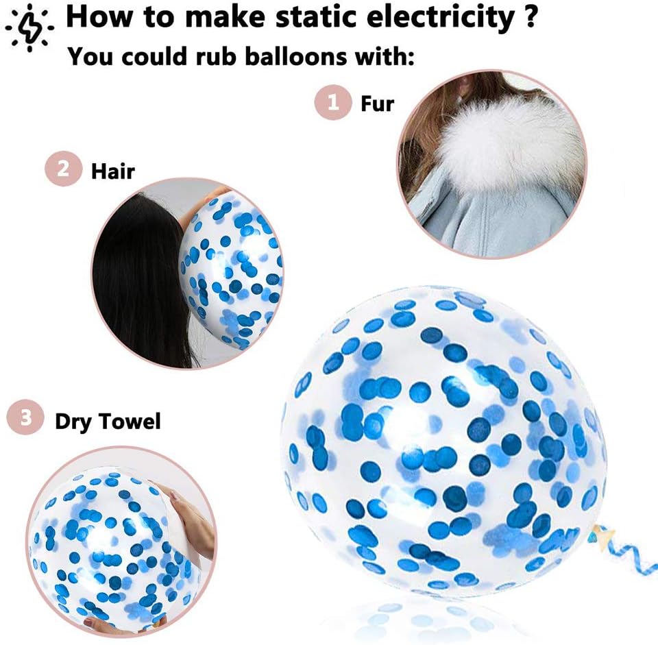 Royal Blue and White Confetti Balloons, 50 Pack
