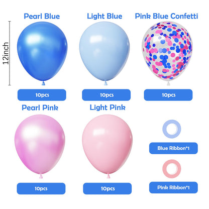 Royal Blue and White Confetti Balloons, 50 Pack