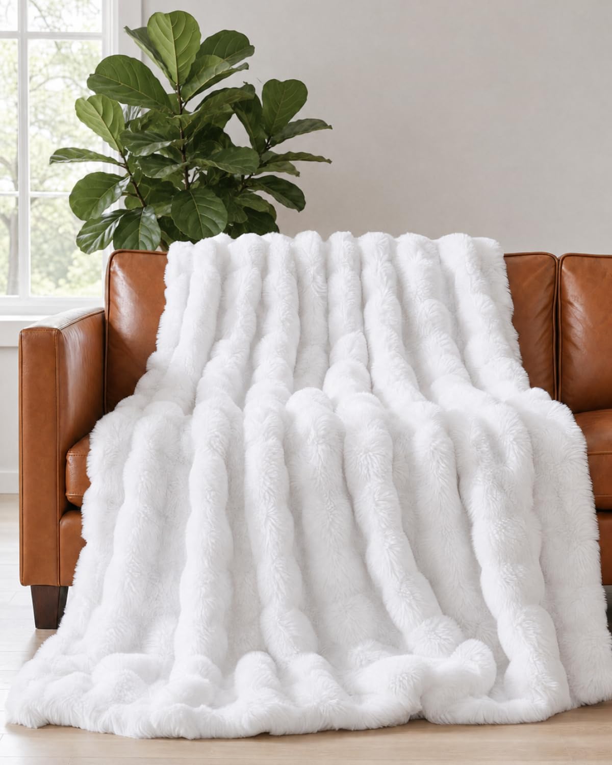 Faux Fur Bubble Throw Blanket, 50 x 60 Inch