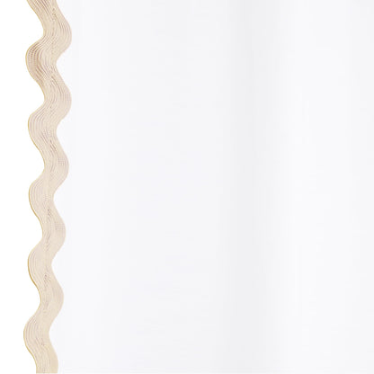 Scalloped Cotton Shower Curtain, White and Blue