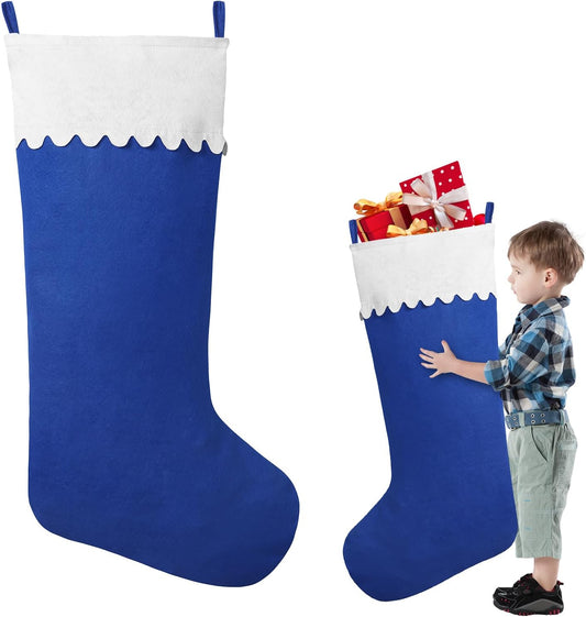 Jumbo Blue Felt Christmas Stockings, 38 Inch