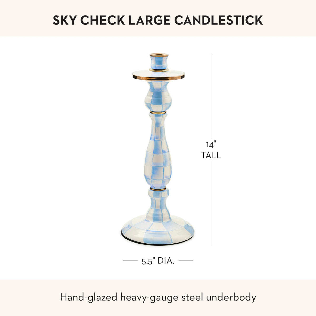 MacKenzie-Childs Sky Check Pillar Candlestick