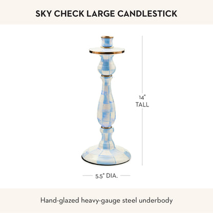 MacKenzie-Childs Sky Check Pillar Candlestick
