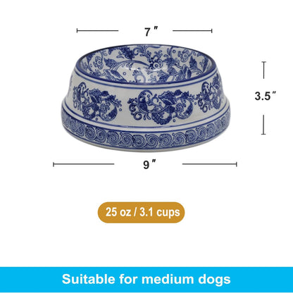 Hand-Painted Blue and White Ceramic Pet Bowl