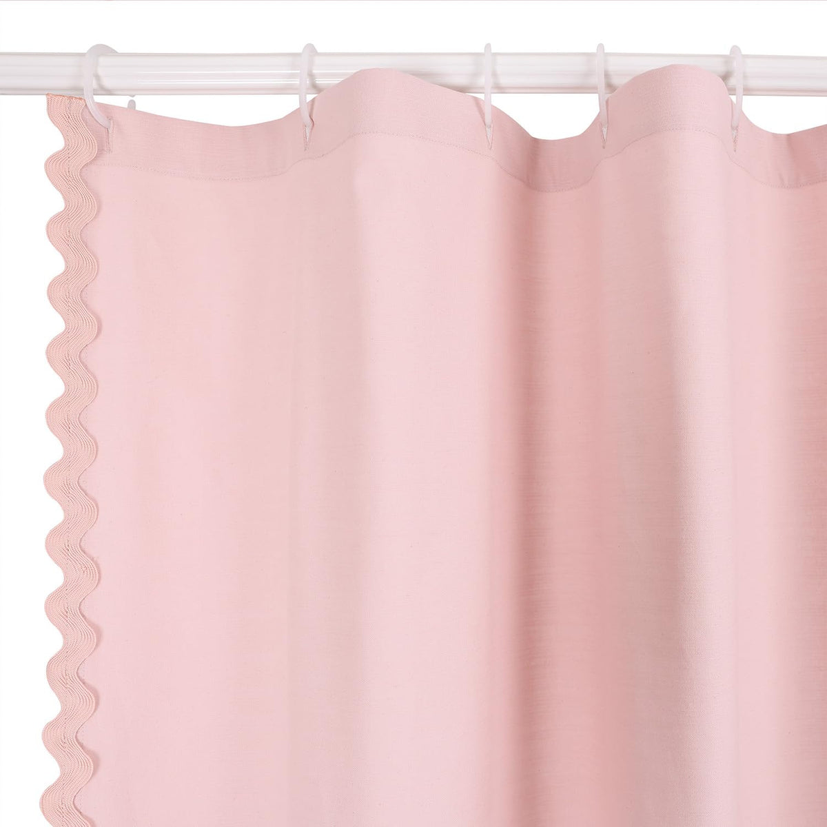 Scalloped Cotton Shower Curtain, White and Blue