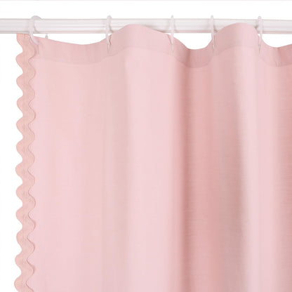 Scalloped Cotton Shower Curtain, White and Blue