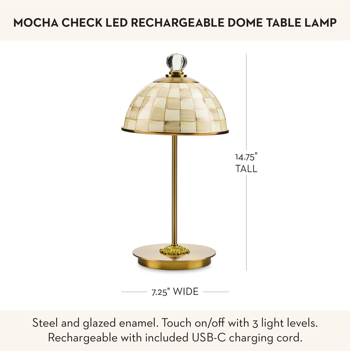 MacKenzie-Childs LED Dome Table Lamp, Sky Check