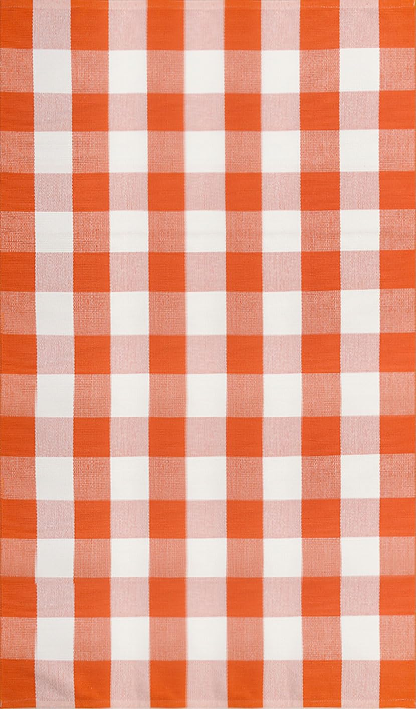 Blue Buffalo Plaid Outdoor Rug, 27.5x43