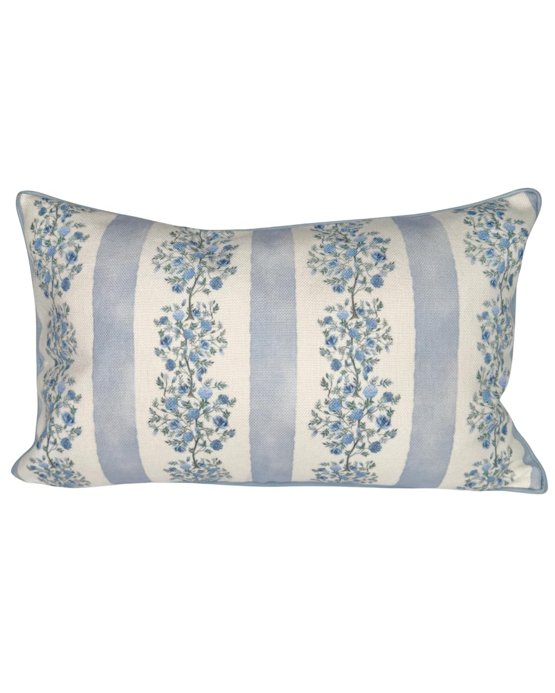 Camille Blue Floral Block Print Pillow Cover