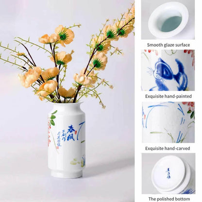 Blue and White Chinoiserie Vase, 8 or 9 Inch
