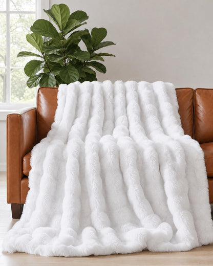 Faux Fur Bubble Throw Blanket, 50 x 60 Inch