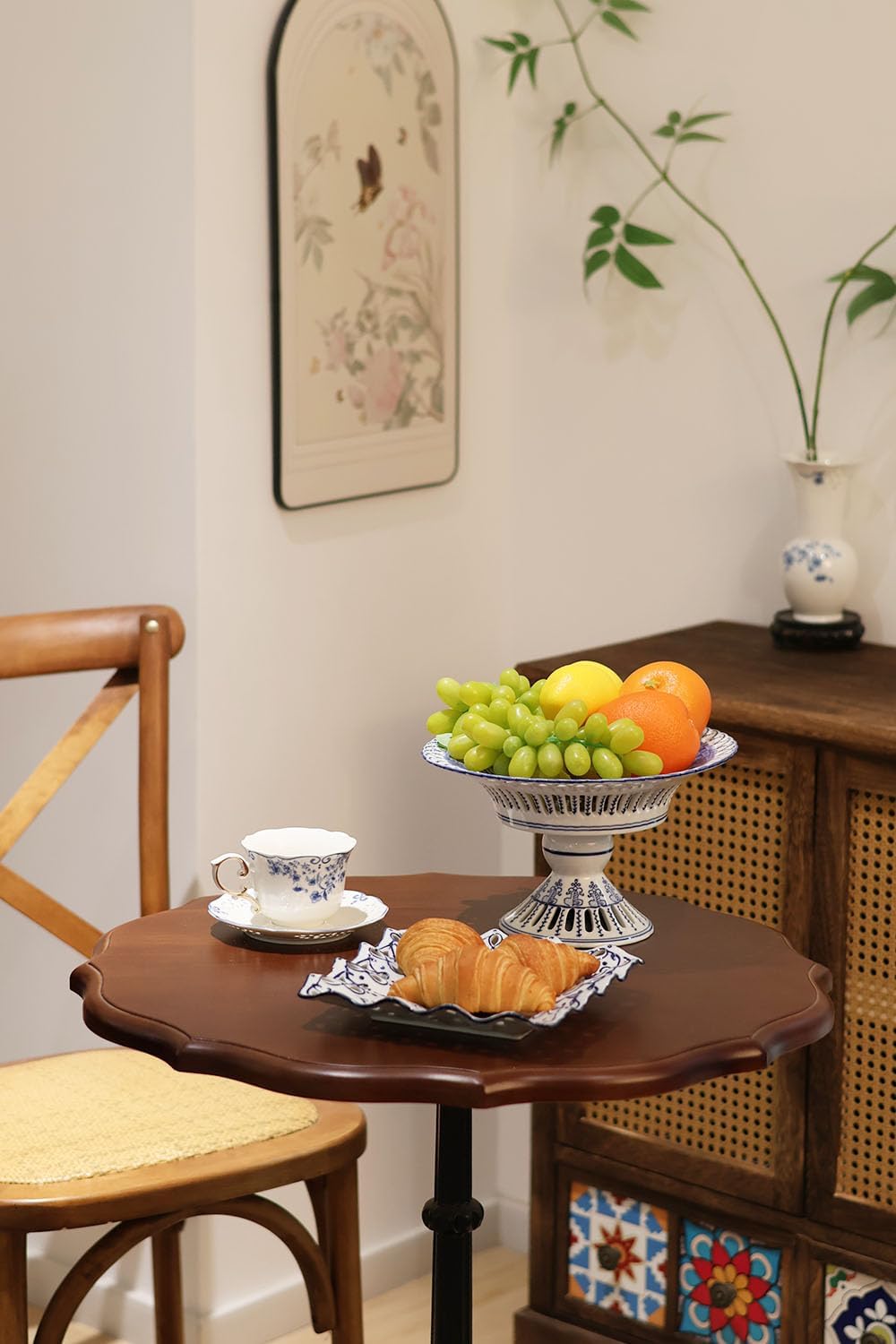 Blue and White Footed Fruit Bowl