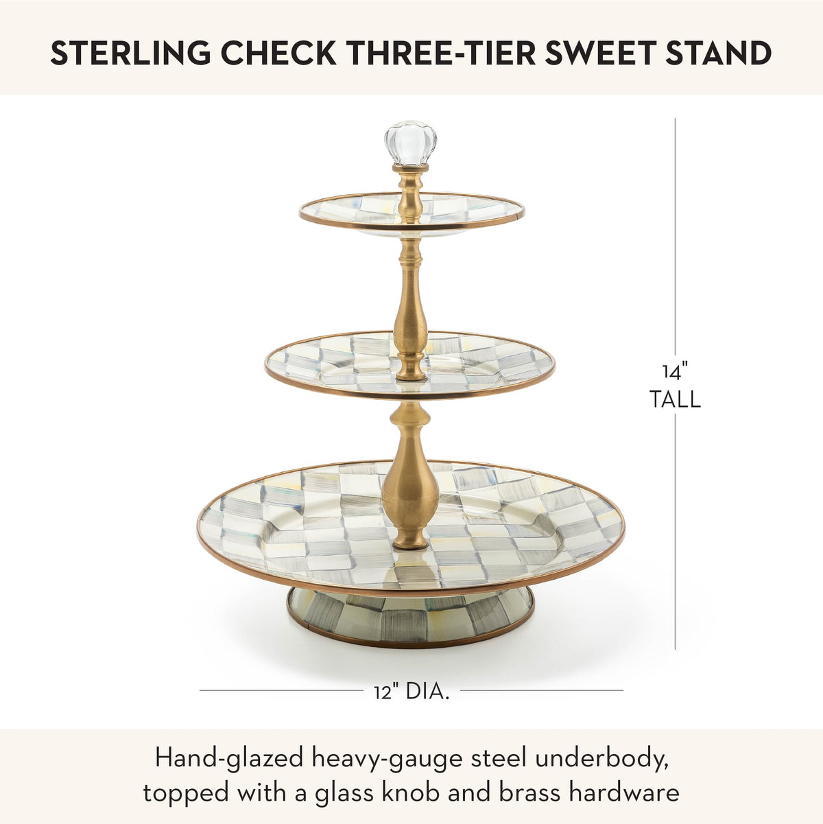 MacKenzie-Childs Two-Tier Sweet Stand, Royal Check