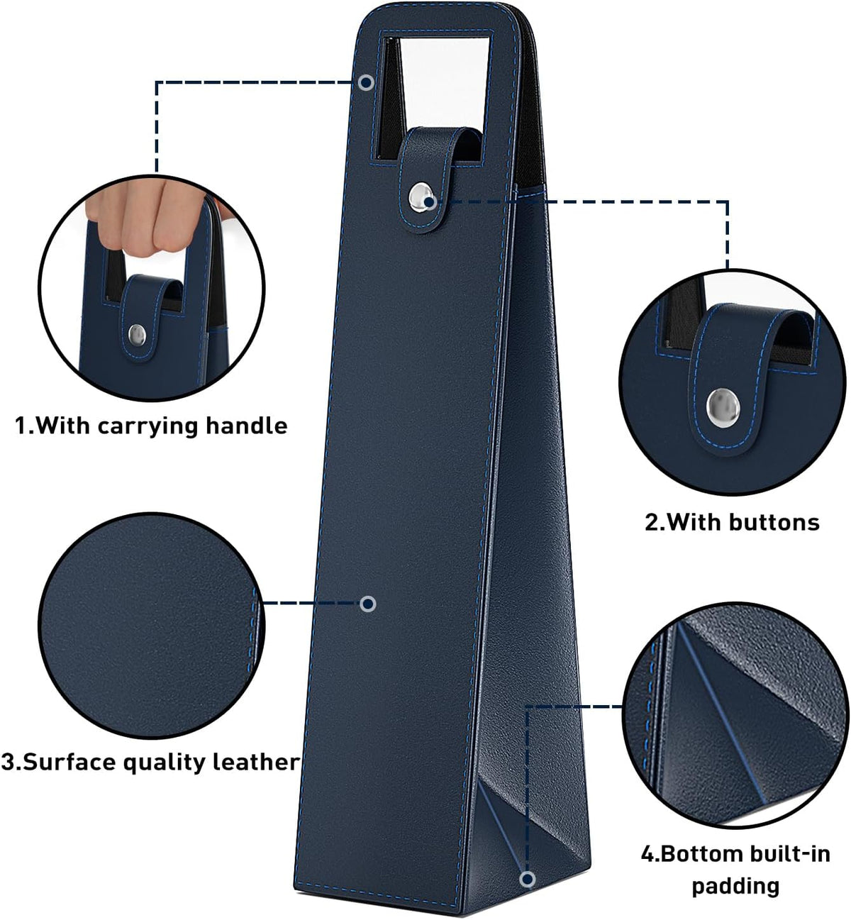 Blue Leather Wine Gift Bag