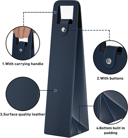 Blue Leather Wine Gift Bag