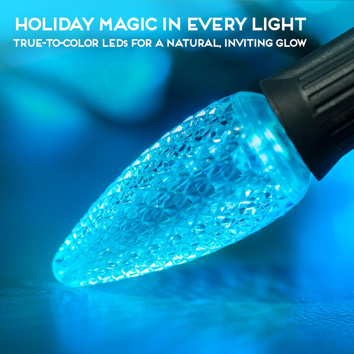 Blue C9 Faceted LED Christmas Bulbs, Set of 25
