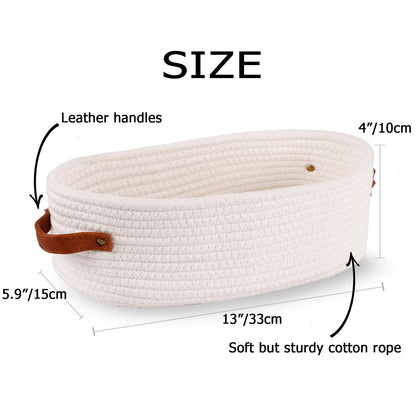 Woven Cotton Rope Toilet Tank Basket, Navy and White